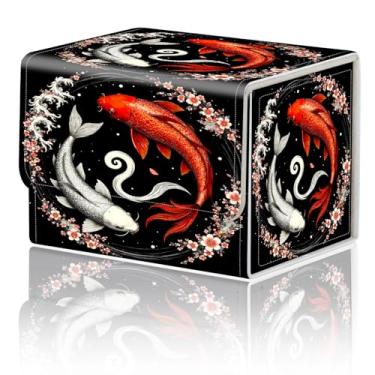 Imagem de Caixa de armazenamento de jogos de cartas para TCG Deck Box MTG Card Box Organizer Trading Card Box Commander Deck Box TCG Card Storage Box Magnetic Closure Creative Pattern até 200 cartas, flores