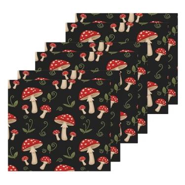 Imagem de Burbuja Pacote com 6 toalhas de algodão cogumelo, toalhas de rosto altamente macias e absorventes para banheiro, mão, cozinha, academia, limpeza, 30 x 30 cm