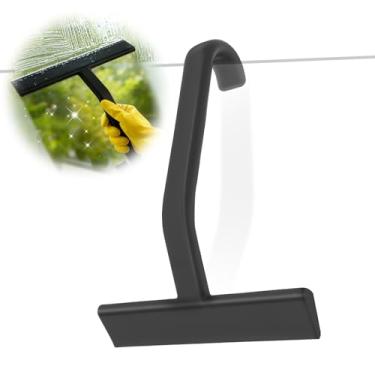 Imagem de Rodo de chuveiro para porta de chuveiro integrado de silicone de 31 cm com design de gancho embutido para pendurar e limpar sem esforço (preto, 1 peça)