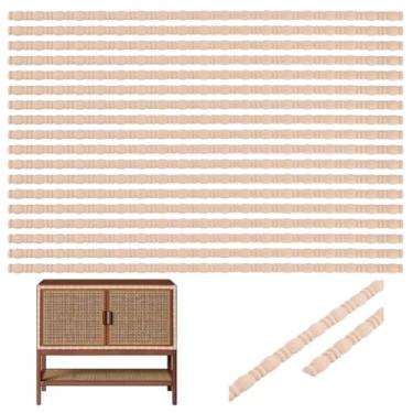 Imagem de BENECREAT Pacote com 22 molduras decorativas inacabadas de madeira natural com acabamento branco antigo para porta de janela de armário de parede DIY design vintage, 41,7 x 1 cm
