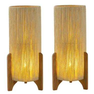 Imagem de Kit 2 Luminaria Chão Milão Canhão Corda Sisal Sala Quarto Palha