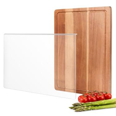 Imagem de Conjunto de duas peças de tábua de corte de madeira de acácia acrílica