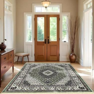 Imagem de 1 Tapete Entrada Porta Hall Grande Belga Es Cl 200 x 250 Vr (D4Cla Verde Branco Vermelho - Classico Medalhão Floral)