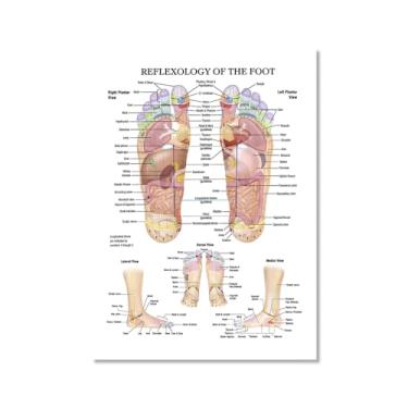 Imagem de Pé Reflexologia Acupoint Diagrama Anatomia Arte Pintura em Tela Educação Médica Pôster Impresso Decoração de Parede para Casa (SKU1,20.3x30.5 cm = (20x30cm), Sem moldura)
