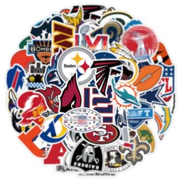 Imagem de Adesivos de vinil à prova d'água de futebol americano, 50 peças, para fãs de futebol, garrafas de água, laptop, snowboard, scrapbook, decoração de bagagem, adesivos DIY - 01