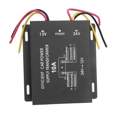 Imagem de KUIDAMOS Conversor de Tensão de Fonte de Alimentação de Carro de Alto Desempenho 24V a 12V para Caminhões e Motorhomes, Construção Em Metal Preto, Função de Memória para Uso Estável, para SUVs e (10A)