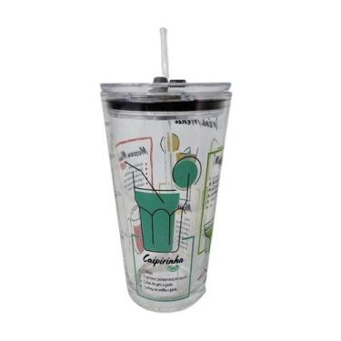 Imagem de Copo Drink De Vidro Lyor Com Canudo 450ml - 1956