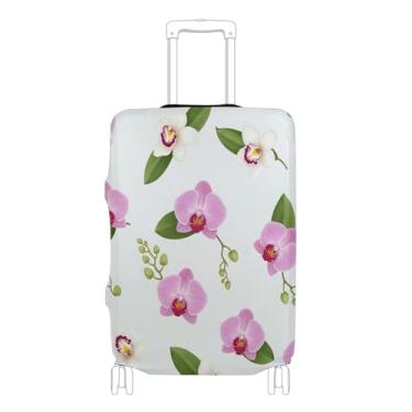 Imagem de Joisal Capas de bagagem florais para protetor de mala, orquídeas personalizadas, flores brancas, folhas verdes, acessórios de viagem, P, serve para capa de 45 a 50 cm, Orquídeas, flores brancas