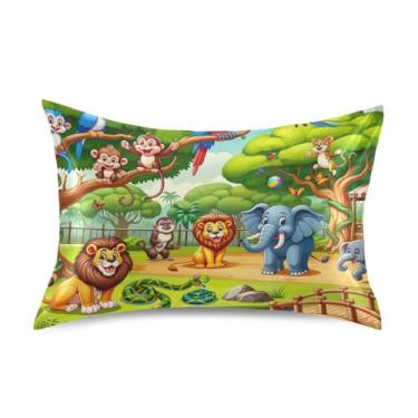Imagem de Travesseiros padrão King Queen Slips Cartoon Floresta Animal Cetim Fronhas Engraçadas Arte Bonita Refrescante Travesseiros Capa King Size 101.6 cm x 50.8 cm