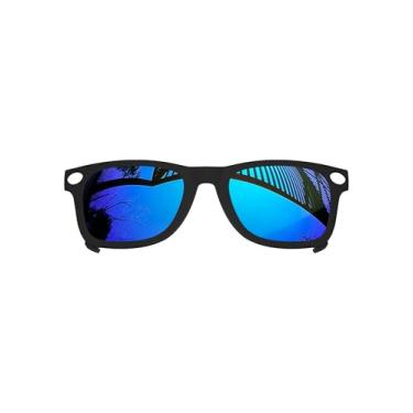 Imagem de MYCOURAG Armação preta de lentes polarizadas com proteção UV para óculos de sol Ray-Ban Meta Wayfarer RW4008-53-22 - Armação de óculos de sol - Azul gelo espelhado revestido polarizado