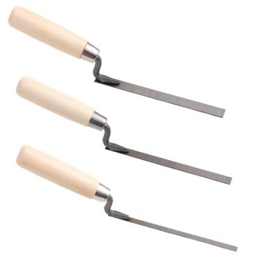 Imagem de 3un Conjunto de Espátulas para Rejuntamento com Cabo Madeira, Tamanhos 1/4" 3/8" e 1/2" Ferramentas Reparo Argamassa e Alvenaria para Rejuntar Tijolos Preencher Juntas Aplicar Argamassa