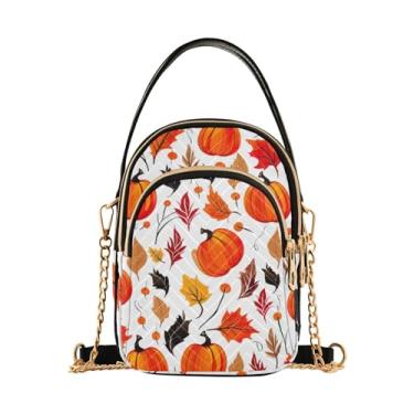 Imagem de GAIGEO Bolsas de ombro femininas para balas de Natal, bolsa de ombro, bolsas transversais modernas para mulheres, Folhas de abóbora e folhas de outono-3, One Size