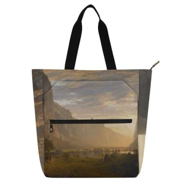 Imagem de GAIGEO Sacolas femininas de lona com pintura de paisagem Yosemite Valley para trabalho universitário, escola, bolsas de viagem, amantes de livros