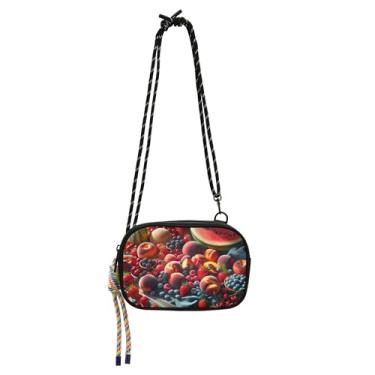 Imagem de Bolsas femininas pequenas de frutas e frutas vermelhas de verão para celular, carteira, bolsas de ombro, florais, fofas