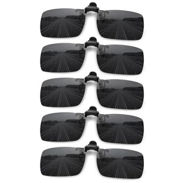 Imagem de MEETSUN Óculos de sol polarizados com clipe para homens e mulheres, esportes, pesca, condução, caminhada, ajuste sobre óculos de grau, Pacote com 5 - preto x 5, Standard