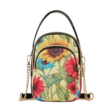 Imagem de GAIGEO Bolas de basquete em bolsa tiracolo feminina azul, bolsa transversal com alça, bolsa transversal de outono, Girassol em amarelo-5, One Size