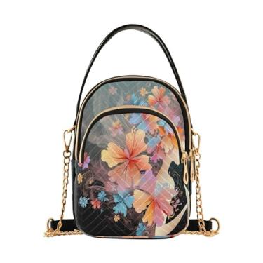 Imagem de GAIGEO Bolsa tiracolo feminina com folhas de bordo outono, bolsa tiracolo com alça removível, bolsa transversal de verão, Borboletas de tule floral - 1, One Size