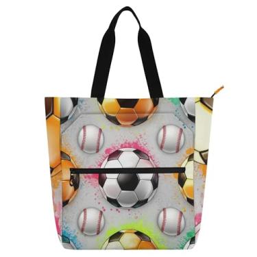 Imagem de GAIGEO Bolinhas de futebol cinza para mulheres, trabalho, lona, praia, livro, sacola com zíper, bolsa infantil fofa com compartimentos