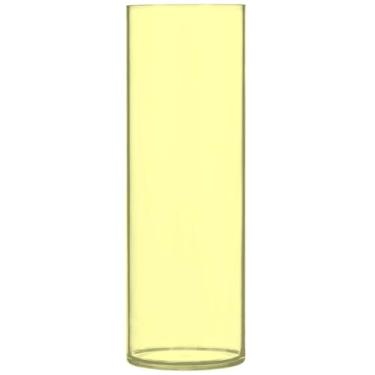 Imagem de Vaso de flores cilíndrico amarelo champanhe para mesa, vasos e vasos de plástico personalizados, decoração floral de outono para quarto, 30 cm x 9,9 cm