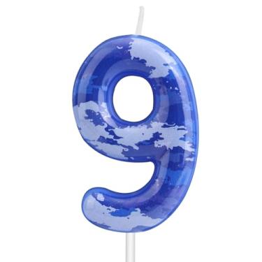 Imagem de Velas Aniversário Número Camuflado, Velas Camo Topper de Bolo Tema Exército para Meninos Decorações Festa Aniversário Camo Suprimentos Festa Tema Caça (Número 9)