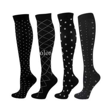 Imagem de Meias De Compressão Unissex 4 Pares Para Esportes, Corrida, Caminhada,