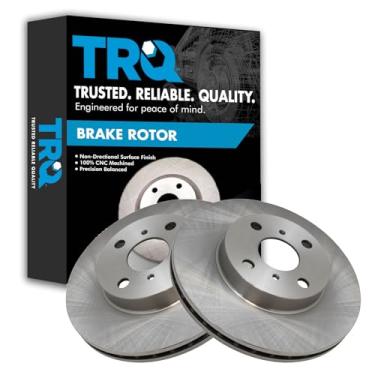 Imagem de TRQ Conjunto de par de rotores de freio a disco dianteiro para Toyota Corolla 1993-2002 / Geo Prizm 1993-1997 / Chevy Prizm 1998-2002