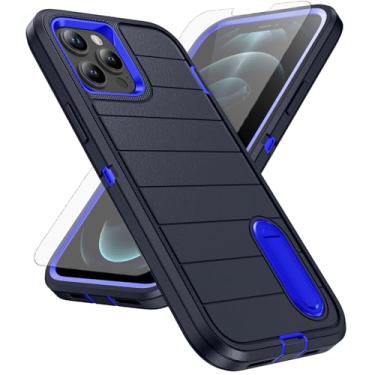 Imagem de Asuwish Capa de celular para iPhone 12 Pro iPhone12 6.1 capa de celular com protetor de tela de vidro temperado e suporte macio Slicone híbrido suporte rígido acessórios para iPhone 12pro 5G i 12s