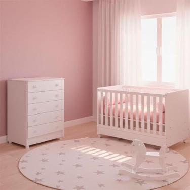 Imagem de Quarto Bebe Infantil Doce Sonho Berço Vira Cama e Cômoda Trocador 4 Ga