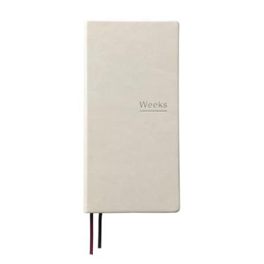 Imagem de Agenda semanal A6 sem data, tamanho portátil, organizador de compromisso, couro de poliuretano, caderno de bolso (bege)