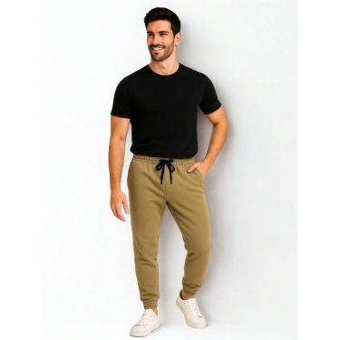 Imagem de Calça de Moletom Masculina Jogger Caramelo Básica Forrado Felpudo Flanelado com Bolso-Masculino