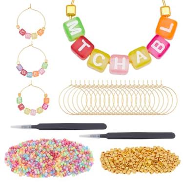 Imagem de arricraft 80 conjuntos de pingentes de taça de vinho faça você mesmo, 1000 contas de letras, 200 contas de ouro, 80 anéis de pingentes, 2 pinças, identificadores de bebidas, marcadores de vidro para