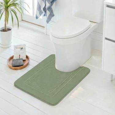 Imagem de Cupic Cupid Tapete de banho de espuma viscoelástica super macio, tapetes de banheiro verde-sálvia, tapetes de banheiro antiderrapantes para piso de banheiro, tapetes laváveis à máquina para banheiro