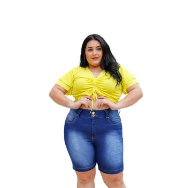Imagem de Bermuda Jeans Plus Size Adulto Feminina-Feminino