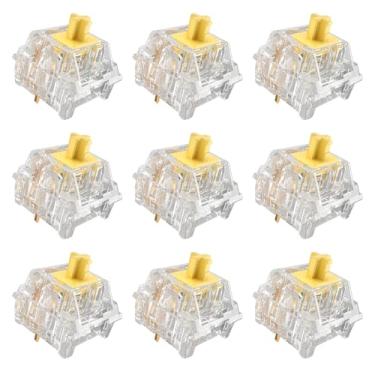 Imagem de Gngzyte Interruptores de teclado Zhouwang Crysta amarelos, interruptores lineares pré-lubrificados de 3 pinos para teclado mecânico MX para jogos (amarelo Crysta, 36 peças)