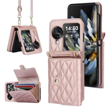 Imagem de Capa carteira flip Oppo Find N3 – Suporte de cartão com bloqueio RFID com fecho magnético, antiderrapante e proteção contra quedas, capa fólio de couro fina para uso diário, viajante e viagem (ouro