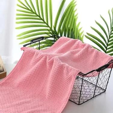 Imagem de Toalha de Banho Grande Microfibra 140 x 70 cm Alta Absorção Rápida Praia Natação Academia (salmao)