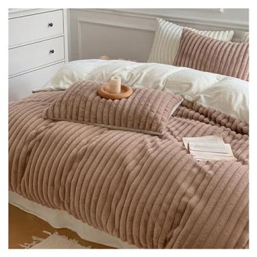 Imagem de Conjunto de capa de edredom de pele de coelho artificial engrossada de inverno de quatro peças Queen Size Conjunto de cama quente, edredons (I Queen)