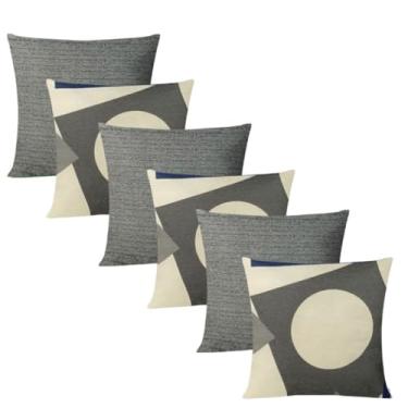 Imagem de Kit 6 Almofadas Decorativas Cheias 48x48cm com Zíper Invisível para Sofá Sala Quarto (05)