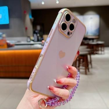 Imagem de Capa para celular com estampa de coração lateral em galvanoplastia para iPhone 11, 12, 13, 14, 15, 16 Pro Max Plus 16E, 04, para iPhone 16