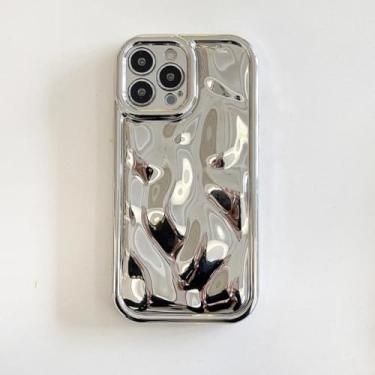Imagem de HJZSZX Capa traseira macia e à prova de choque com padrão galvanizado para iPhone 16 Pro (prateada)
