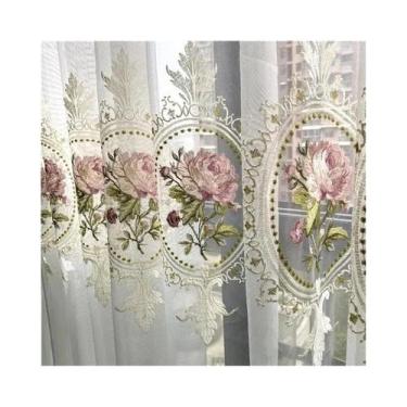 Imagem de Cortina De Tule Com Bordado De Peônia, Elegante E Transparente, Para S