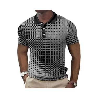 Imagem de Nova tendência masculina verão manga curta moda casual camisa polo. - 