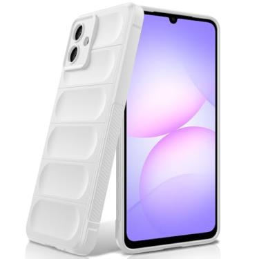 Imagem de BonYonka Capa de silicone para Samsung Galaxy A07, forro de microfibra antiarranhões, capa à prova de choque com proteção para câmera, branca