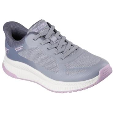 Imagem de Skechers Tênis feminino Hands Free Slip-ins Bobs Squad 4 - Visual básico, Cinza Multi, 39
