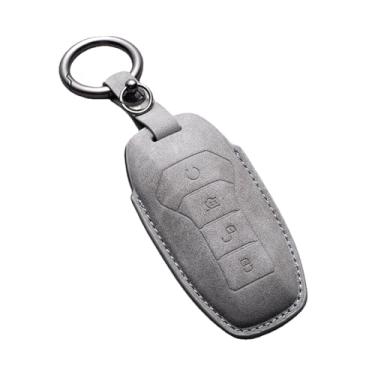 Imagem de Capa para chave de carro com suporte, compatível com BYD Second Song Tang Pro Qin Generation Han Ev Dm PLUS MAX Yuan Atto 3 Dolphin acessório(A-grey keychain)