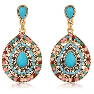 Imagem de Zylsic Brincos de gota Boho hipoalergênicos e leves com pingente de vários estilos para presentes femininos, Zinco, Alexandrita sintética