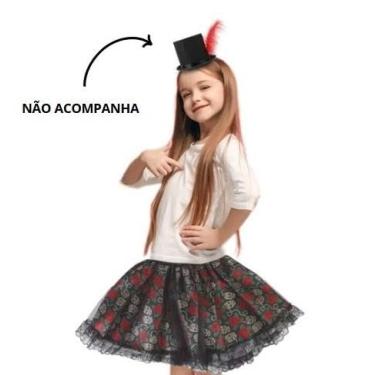 Imagem de Fantasia Inf. Halloween c/ Tiara e Saia Caveira Mexicana