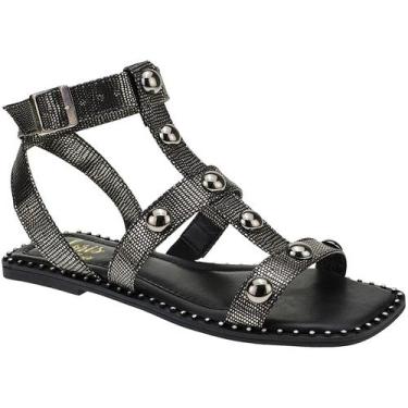 Imagem de Sandália Gladiadora com Rebites Rasteira Flat Spikes Confortável Fivel