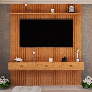 Imagem de Painel Ripado 184cmTV até 65 Pol Nicho, Gaveta,  Prateleira