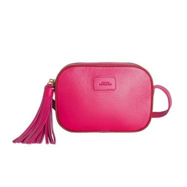 Imagem de Bolsa Feminina Slim Transversal Dayane Magalhães Couro Pink, Magenta, 